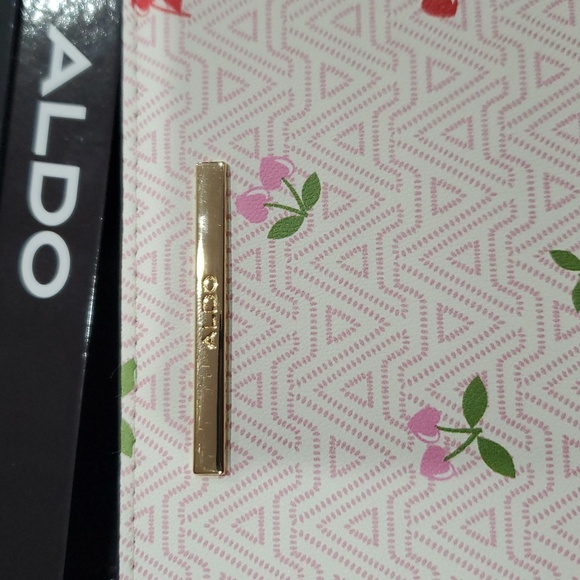 Aldo A monogram red pink heart shaped‎ cherry stem zip around wallet new in box - Picture 3 of 16